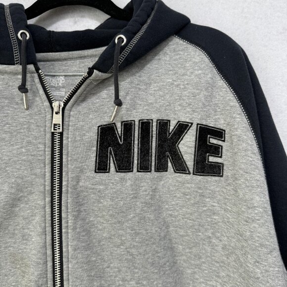 Nike Hoodie Mens 2XL Gray Black Full Zip Athletic Dept Spell Out Sweatshirt - Picture 5 of 15